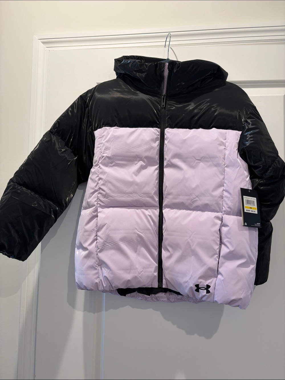 Under Armour Girls' Colorblock Puffer Jacket - Black & Light lavender, NWT
